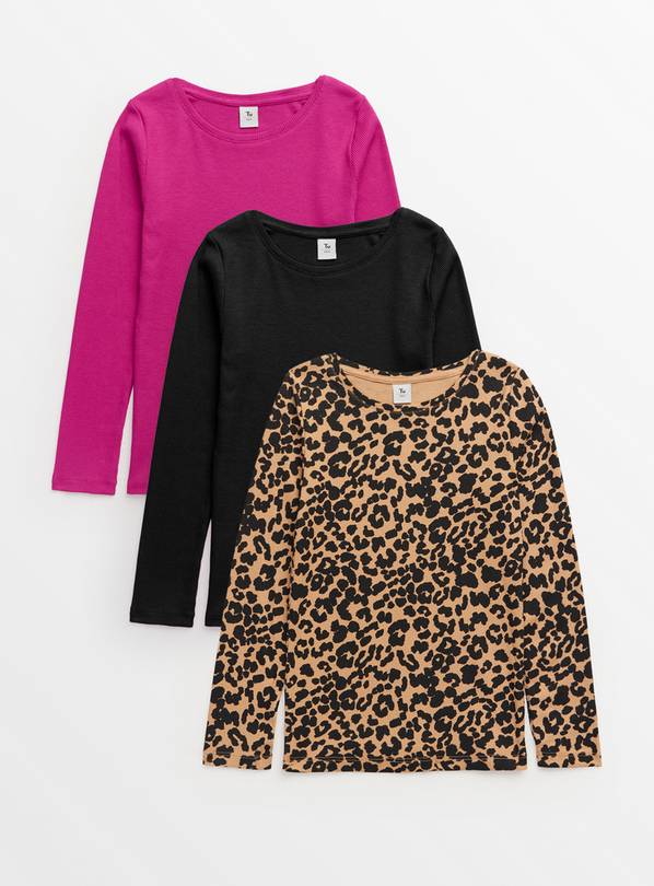 Leopard 3 Pack Long Sleeve Tops 9 years